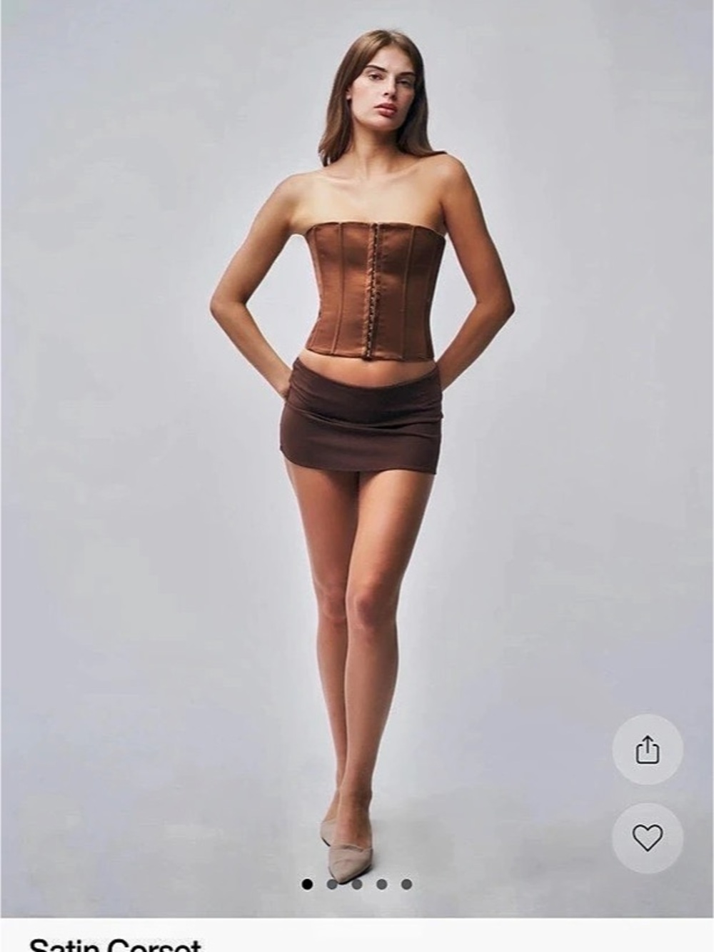 NWT Guizio Satin Corset in Brown Size Small